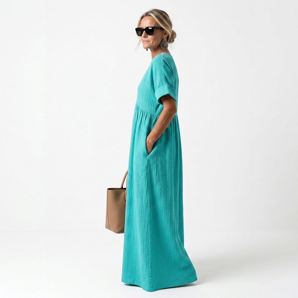 Azurine™ — Vibrant Flowing Mediterranean Maxi Dress