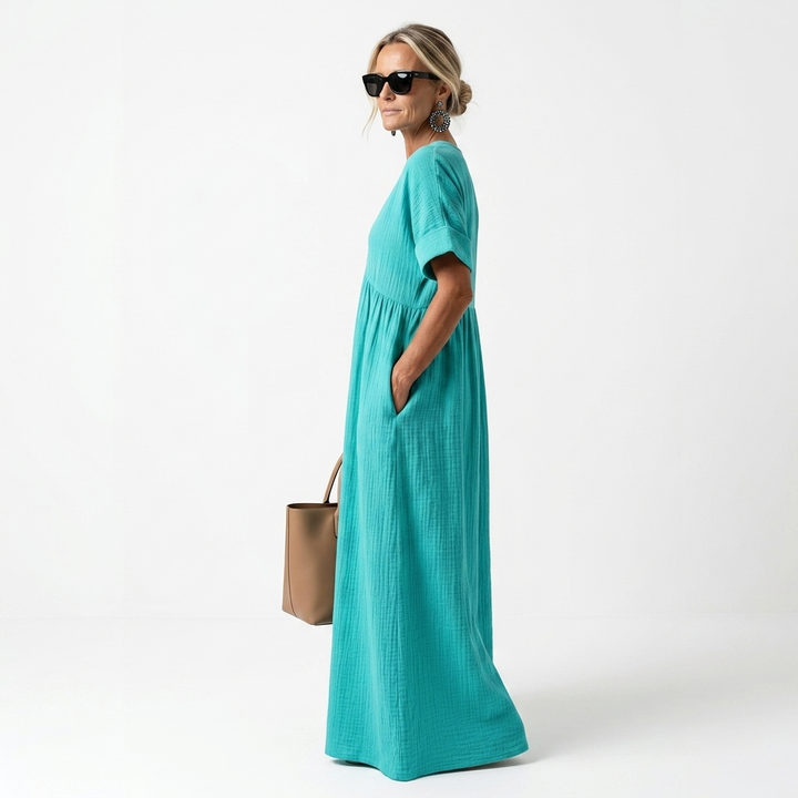 Azurine™ — Vibrant Flowing Mediterranean Maxi Dress