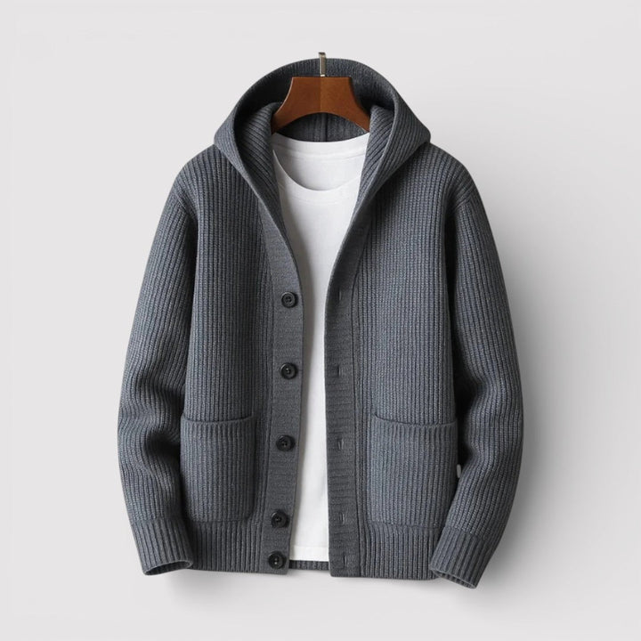 ARNO Ribbed Knit Hooded Cardigan