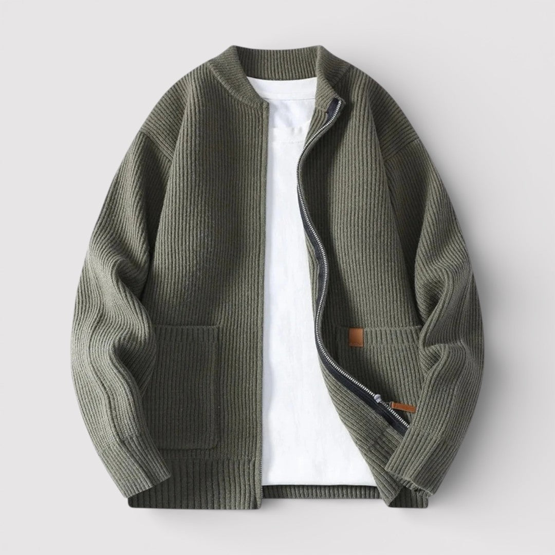 OSCAR Lightweight Ribbed Zip Cardigan