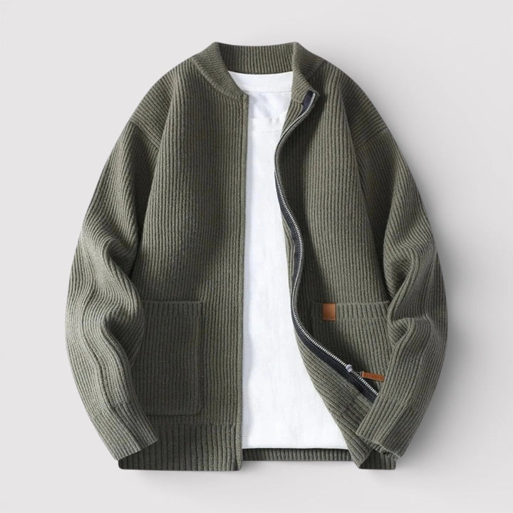 OSCAR Lightweight Ribbed Zip Cardigan