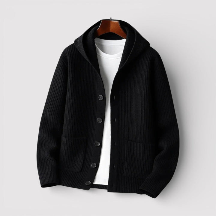 ARNO Ribbed Knit Hooded Cardigan