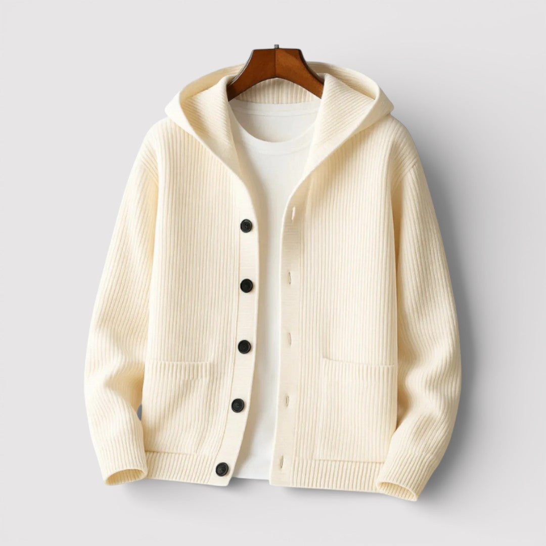ARNO Ribbed Knit Hooded Cardigan