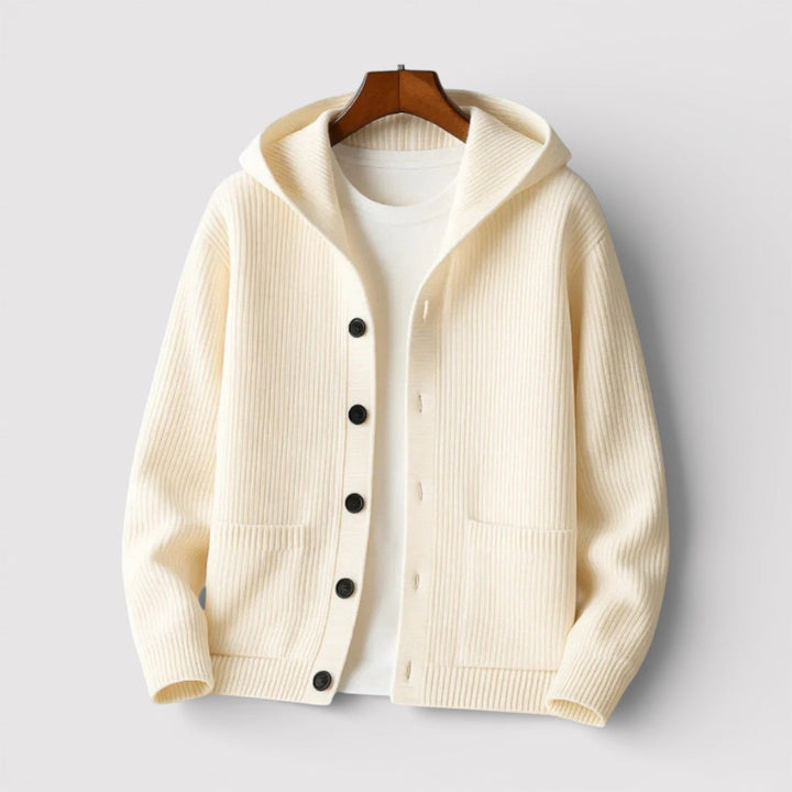 ARNO Ribbed Knit Hooded Cardigan
