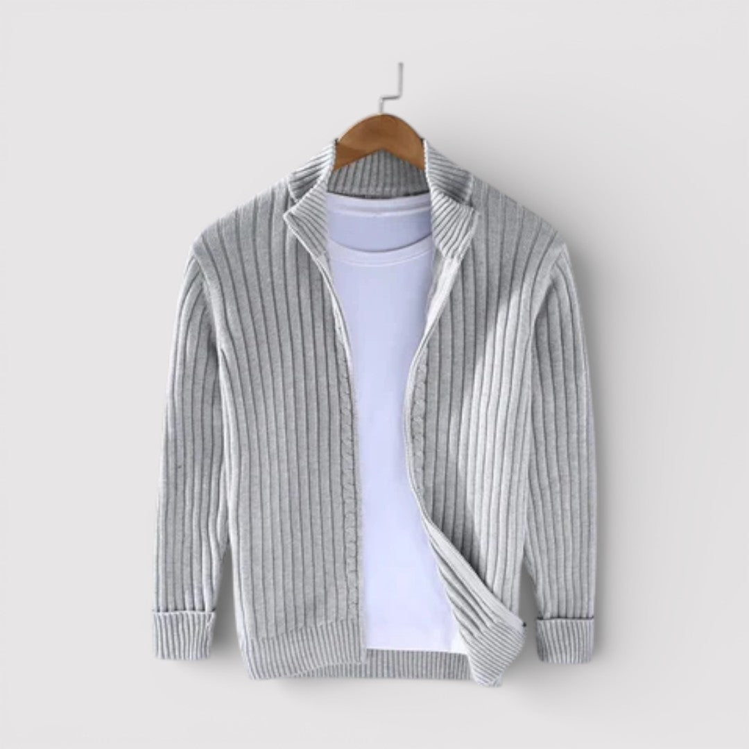 EDGAR Textured Ribbed Zip Cardigan