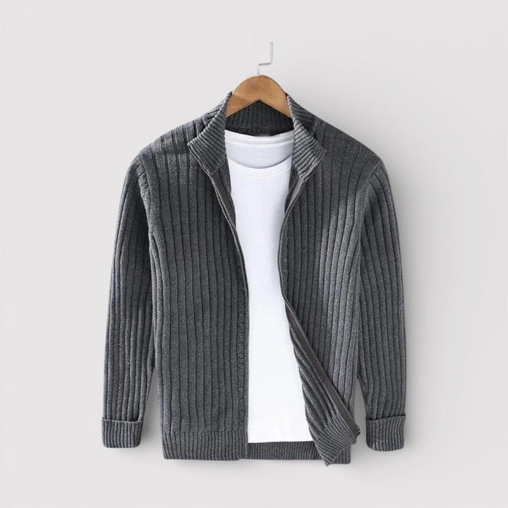 EDGAR Textured Ribbed Zip Cardigan