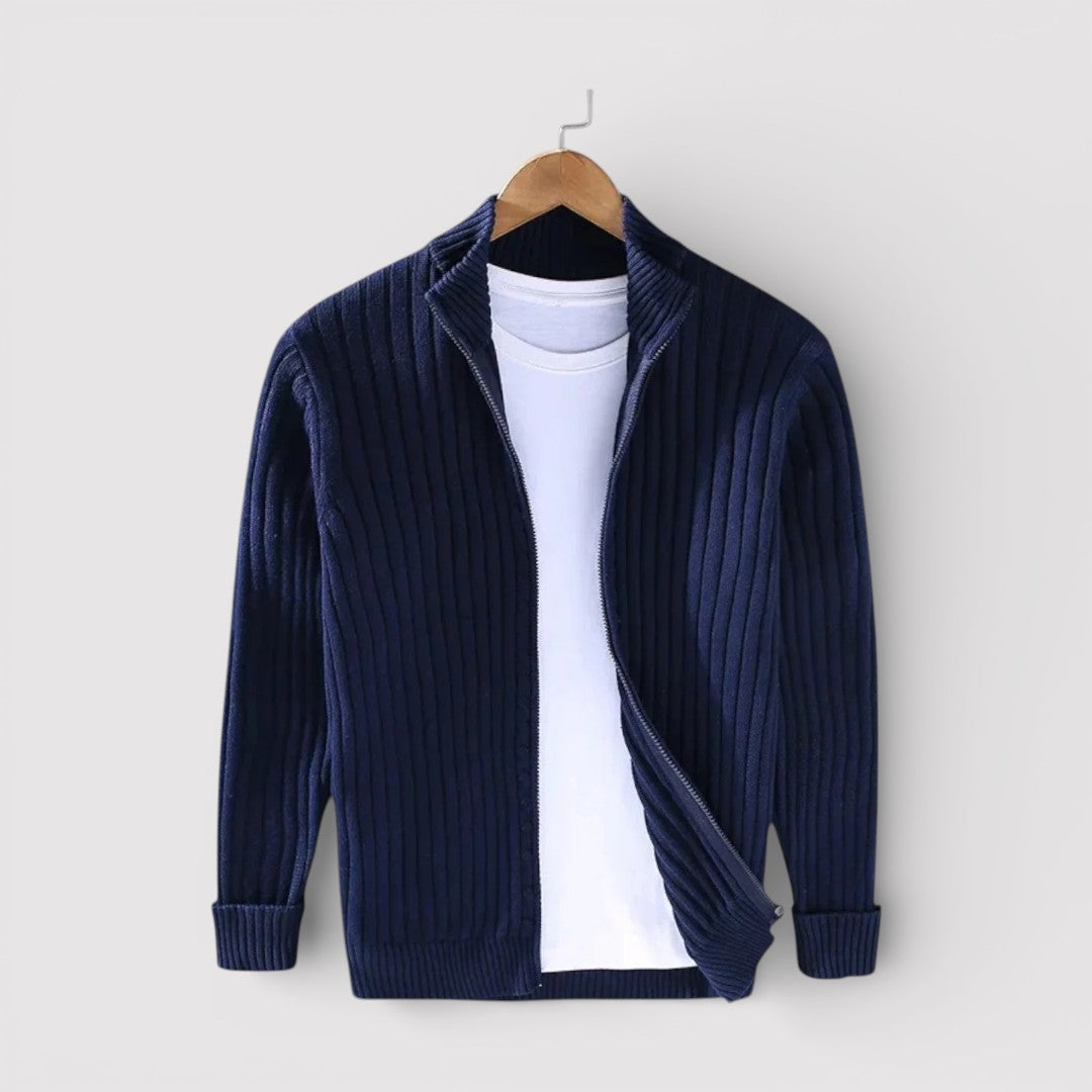 EDGAR Textured Ribbed Zip Cardigan