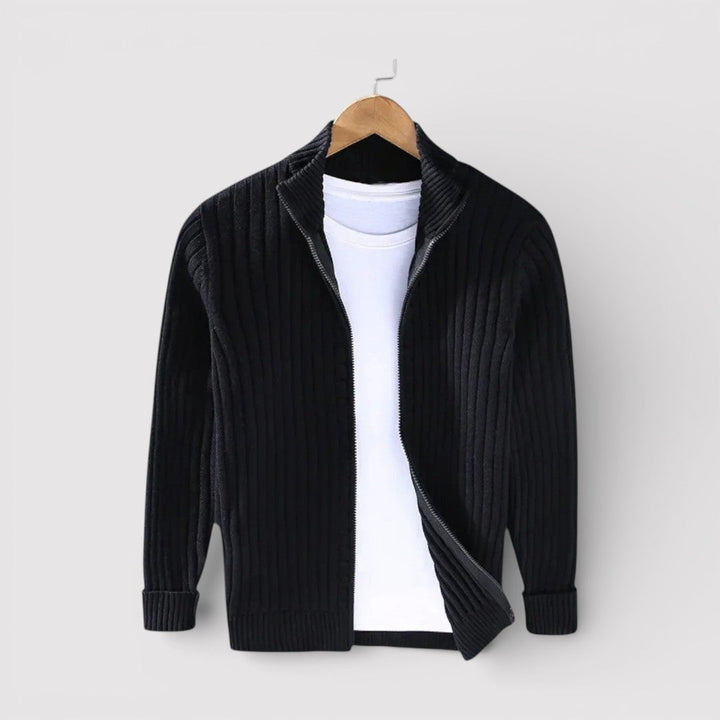 EDGAR Textured Ribbed Zip Cardigan