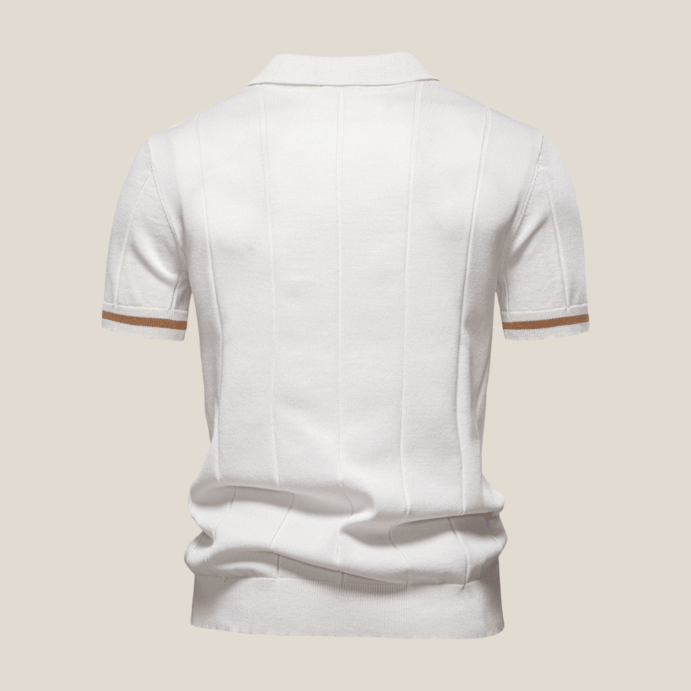 Parma™ - Ribbed Zip Polo with Sleeve Stripes