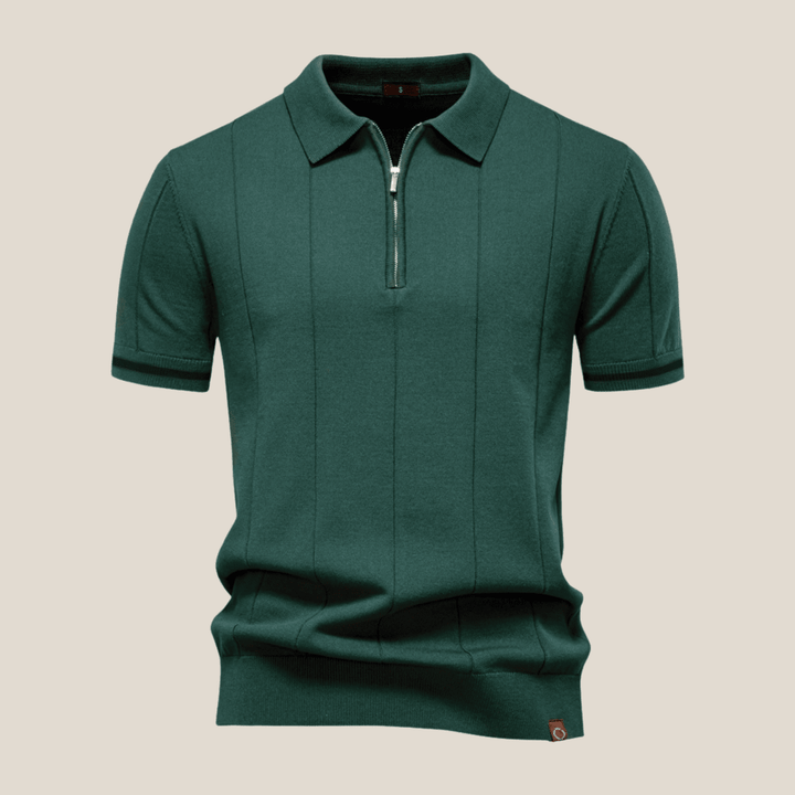 Parma™ - Ribbed Zip Polo with Sleeve Stripes