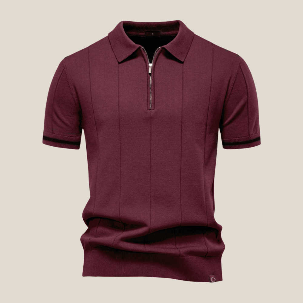 Parma™ - Ribbed Zip Polo with Sleeve Stripes
