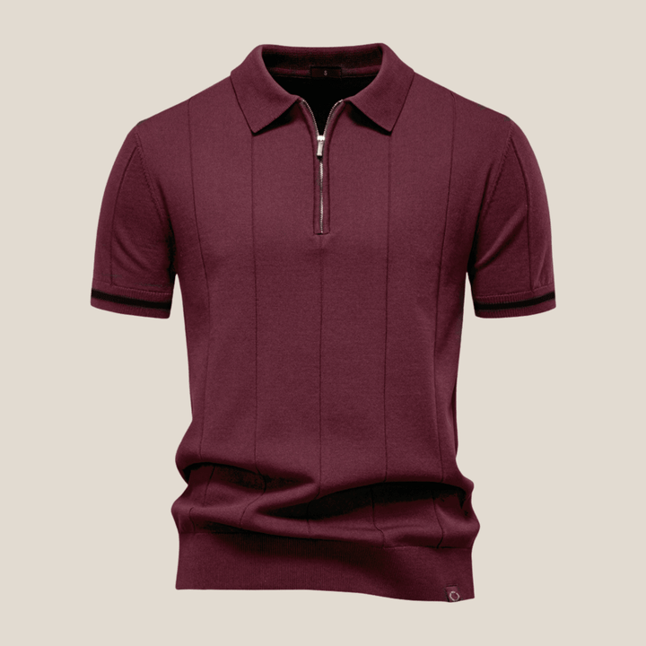 Parma™ - Ribbed Zip Polo with Sleeve Stripes