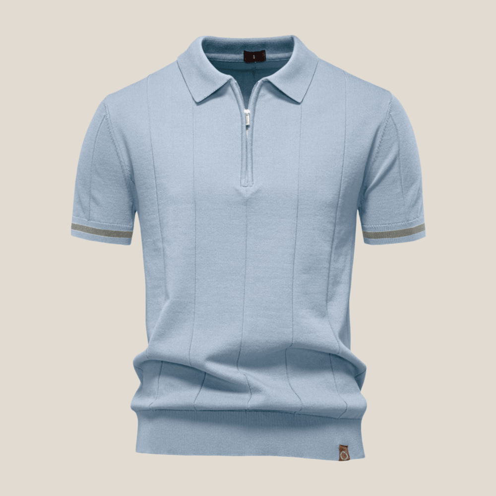 Parma™ - Ribbed Zip Polo with Sleeve Stripes