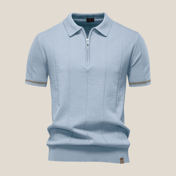 Parma™ - Ribbed Zip Polo with Sleeve Stripes