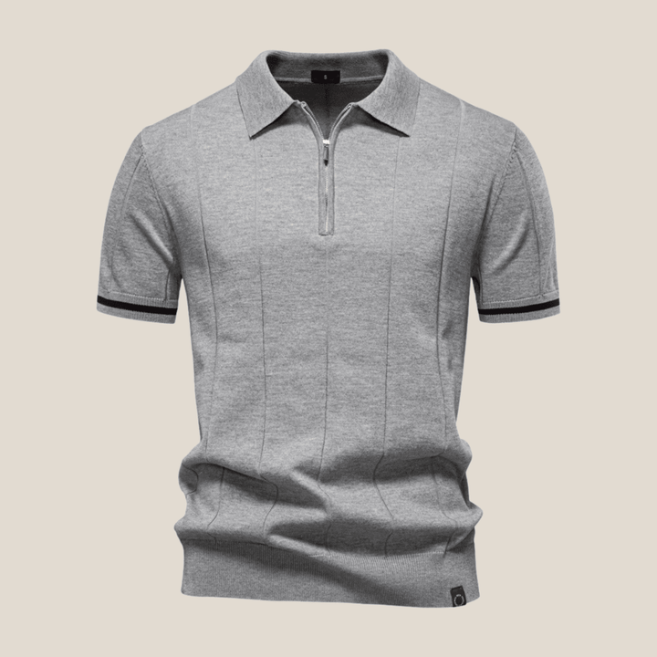 Parma™ - Ribbed Zip Polo with Sleeve Stripes