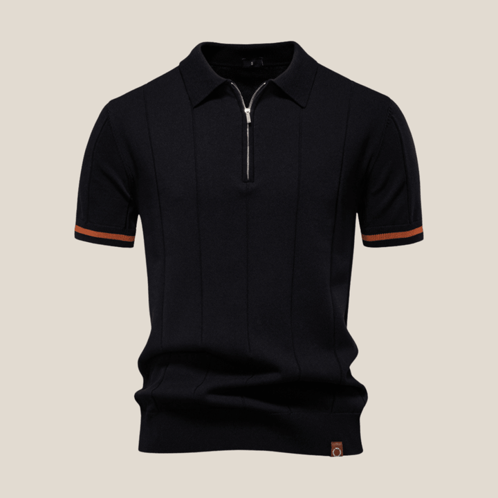 Parma™ - Ribbed Zip Polo with Sleeve Stripes
