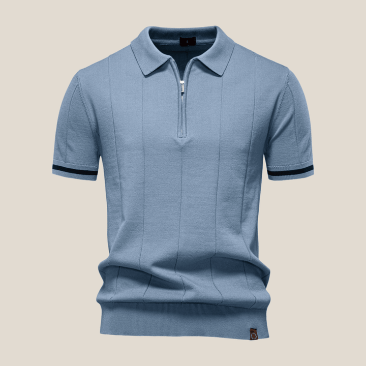 Parma™ - Ribbed Zip Polo with Sleeve Stripes