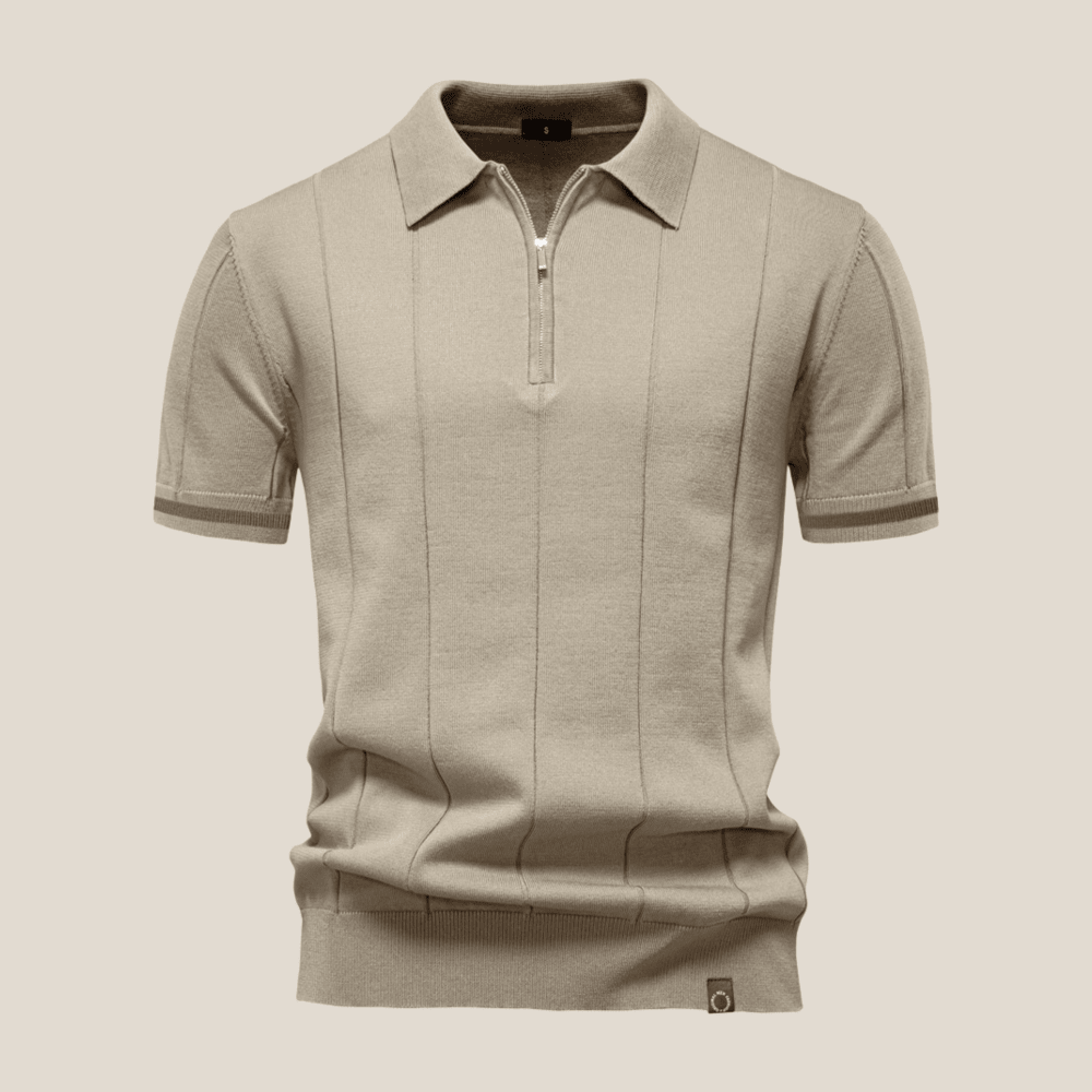 Parma™ - Ribbed Zip Polo with Sleeve Stripes