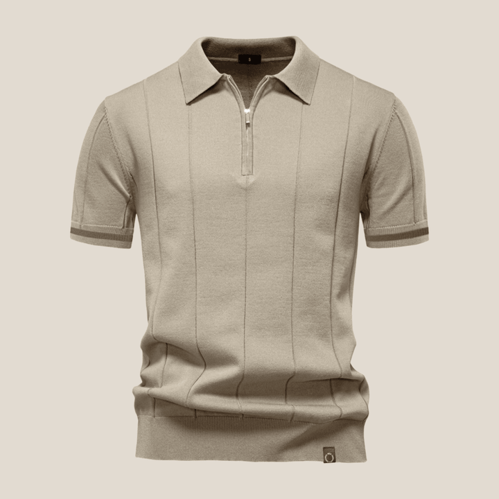 Parma™ - Ribbed Zip Polo with Sleeve Stripes