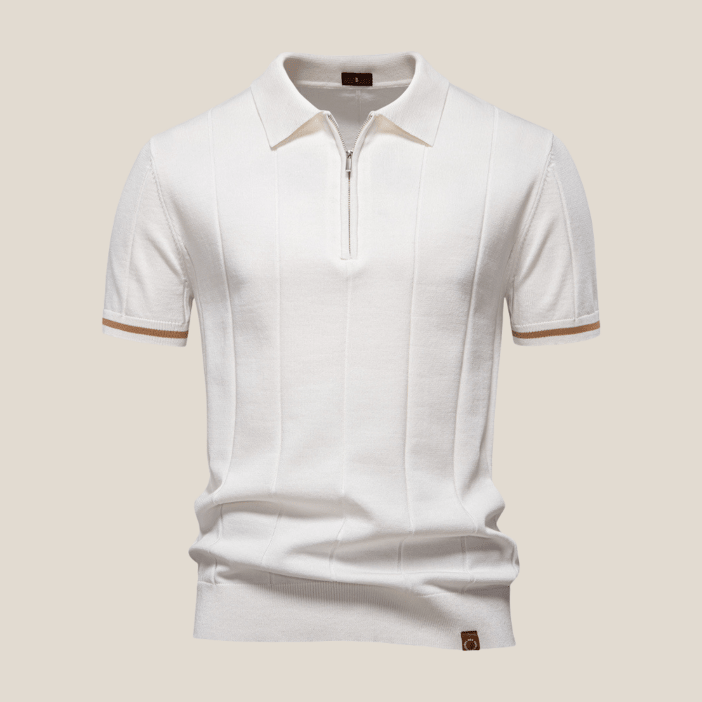 Parma™ - Ribbed Zip Polo with Sleeve Stripes