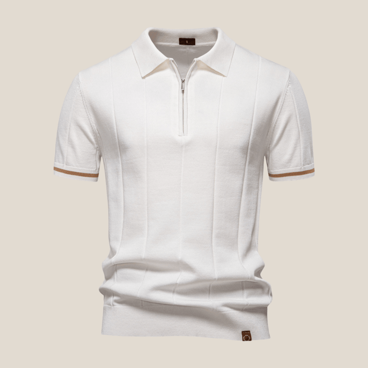 Parma™ - Ribbed Zip Polo with Sleeve Stripes