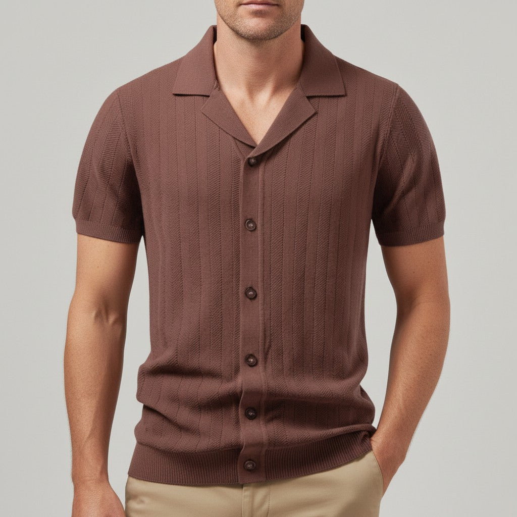 Portofino™ - Elegant Knit Shirt with Button Placket