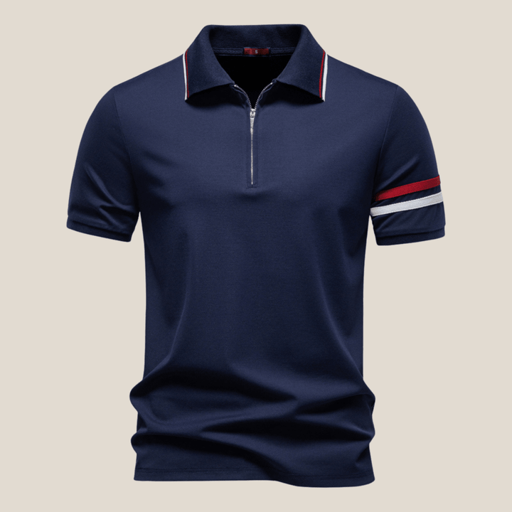 Trento™ - Sporty Zip Polo with Stripe Details