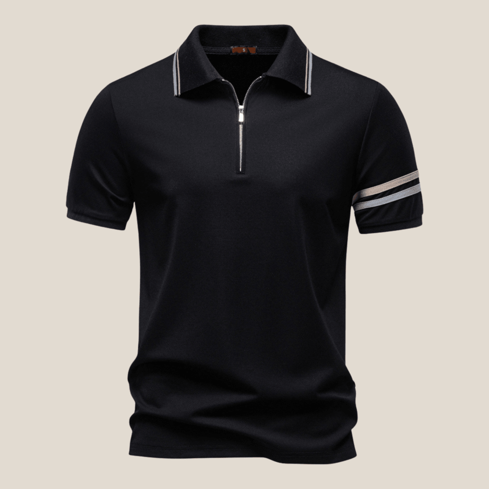 Trento™ - Sporty Zip Polo with Stripe Details