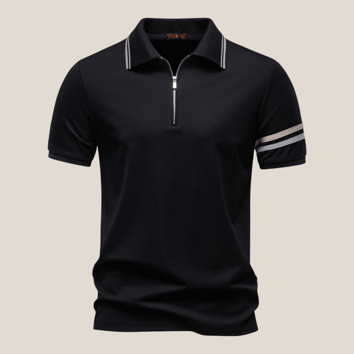 Trento™ - Sporty Zip Polo with Stripe Details