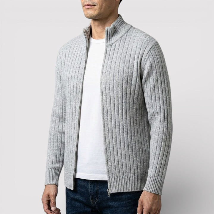 EDGAR Textured Ribbed Zip Cardigan