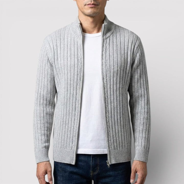 EDGAR Textured Ribbed Zip Cardigan