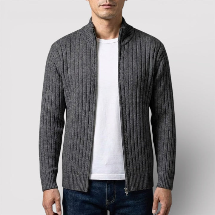 EDGAR Textured Ribbed Zip Cardigan