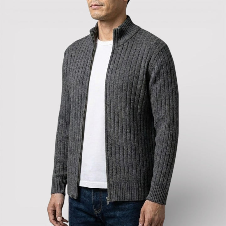 EDGAR Textured Ribbed Zip Cardigan