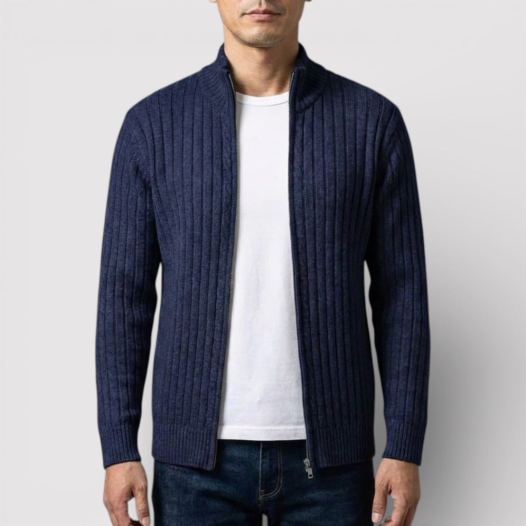 EDGAR Textured Ribbed Zip Cardigan