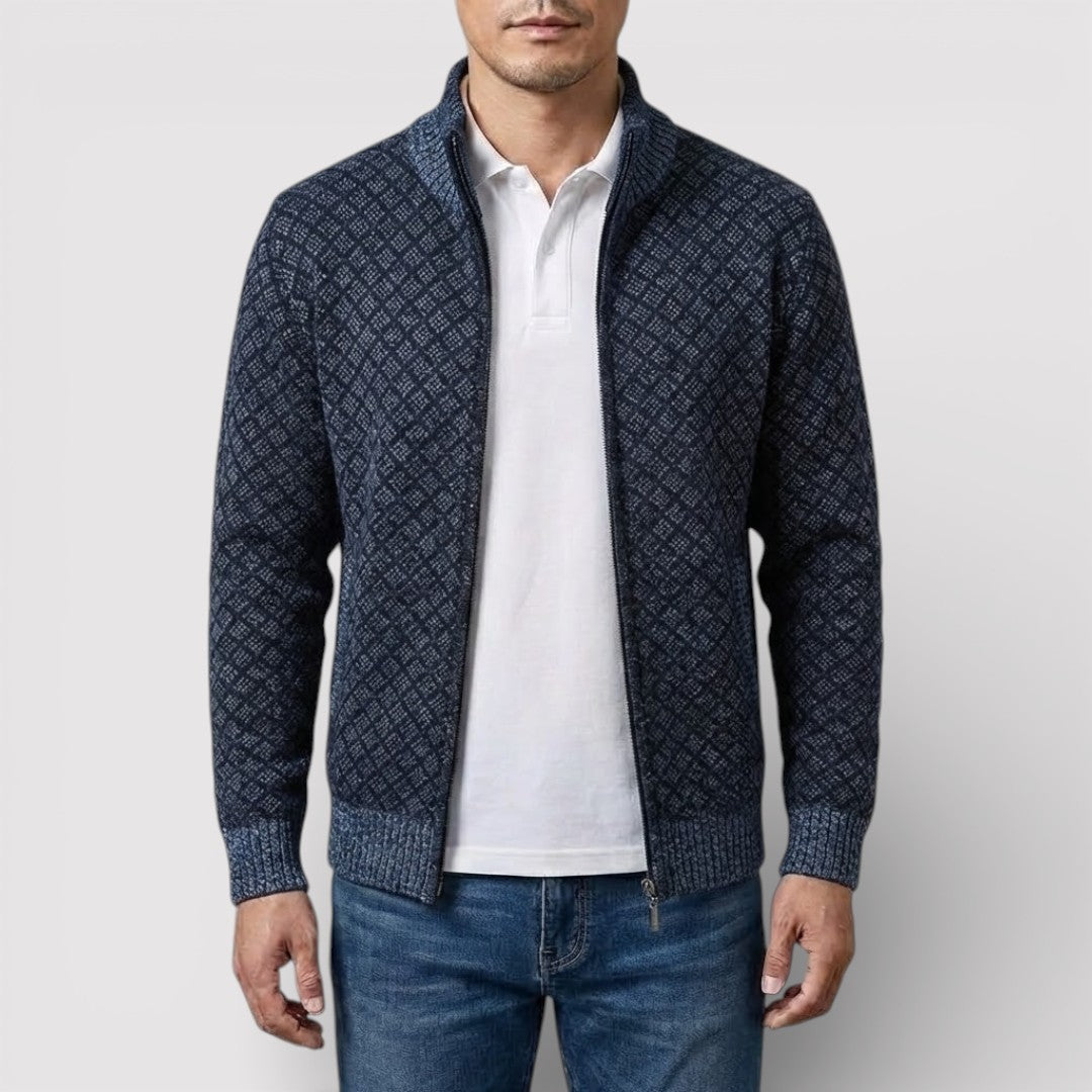 STIG All-Over Print Zip Knit Cardigan