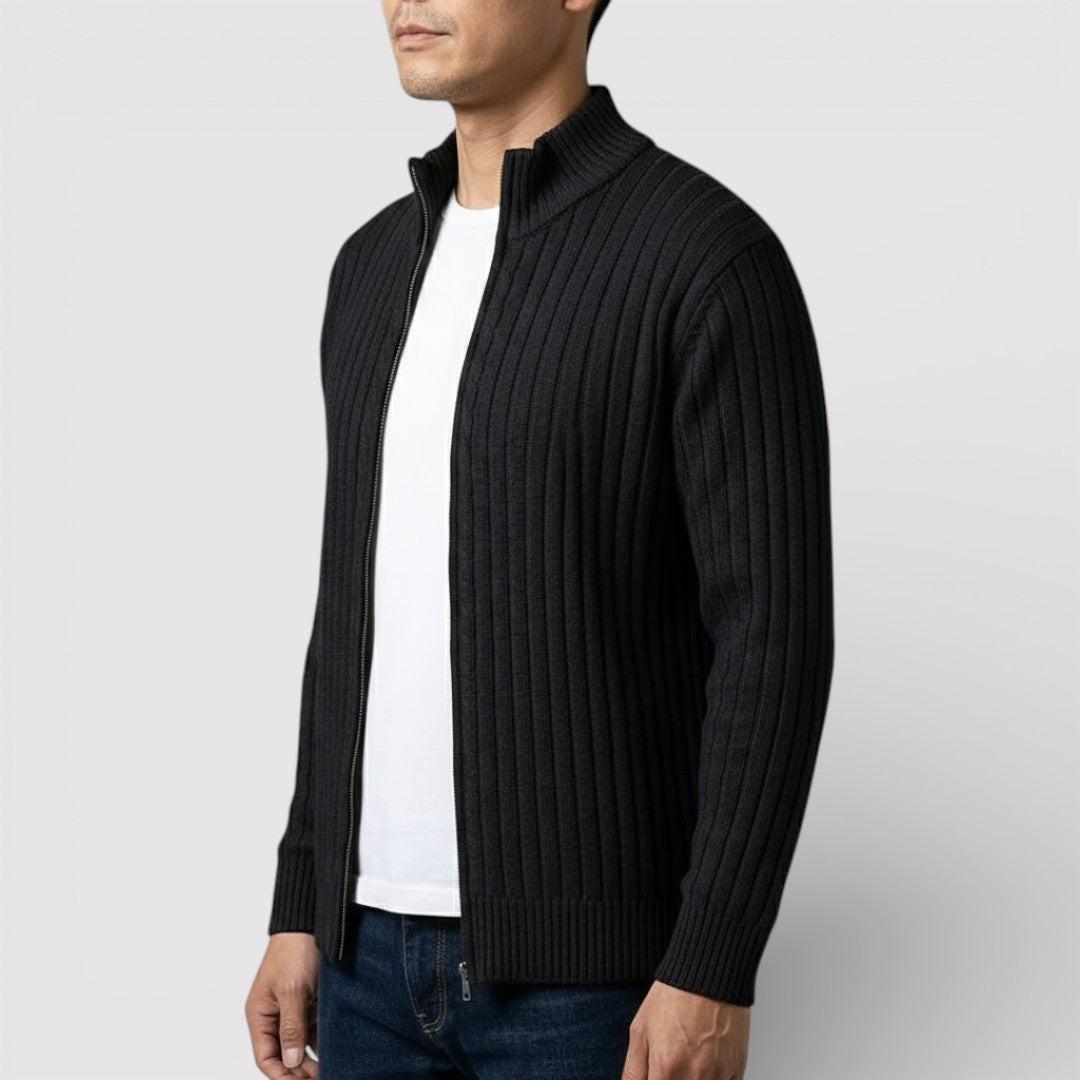 EDGAR Textured Ribbed Zip Cardigan