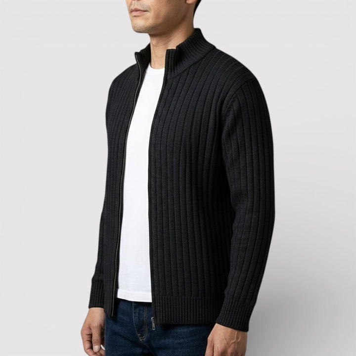 EDGAR Textured Ribbed Zip Cardigan