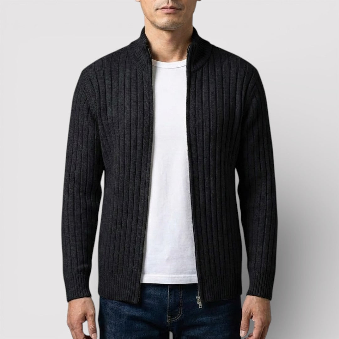 EDGAR Textured Ribbed Zip Cardigan