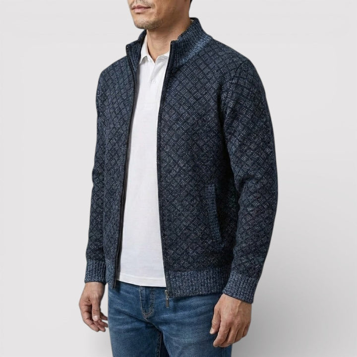 STIG All-Over Print Zip Knit Cardigan