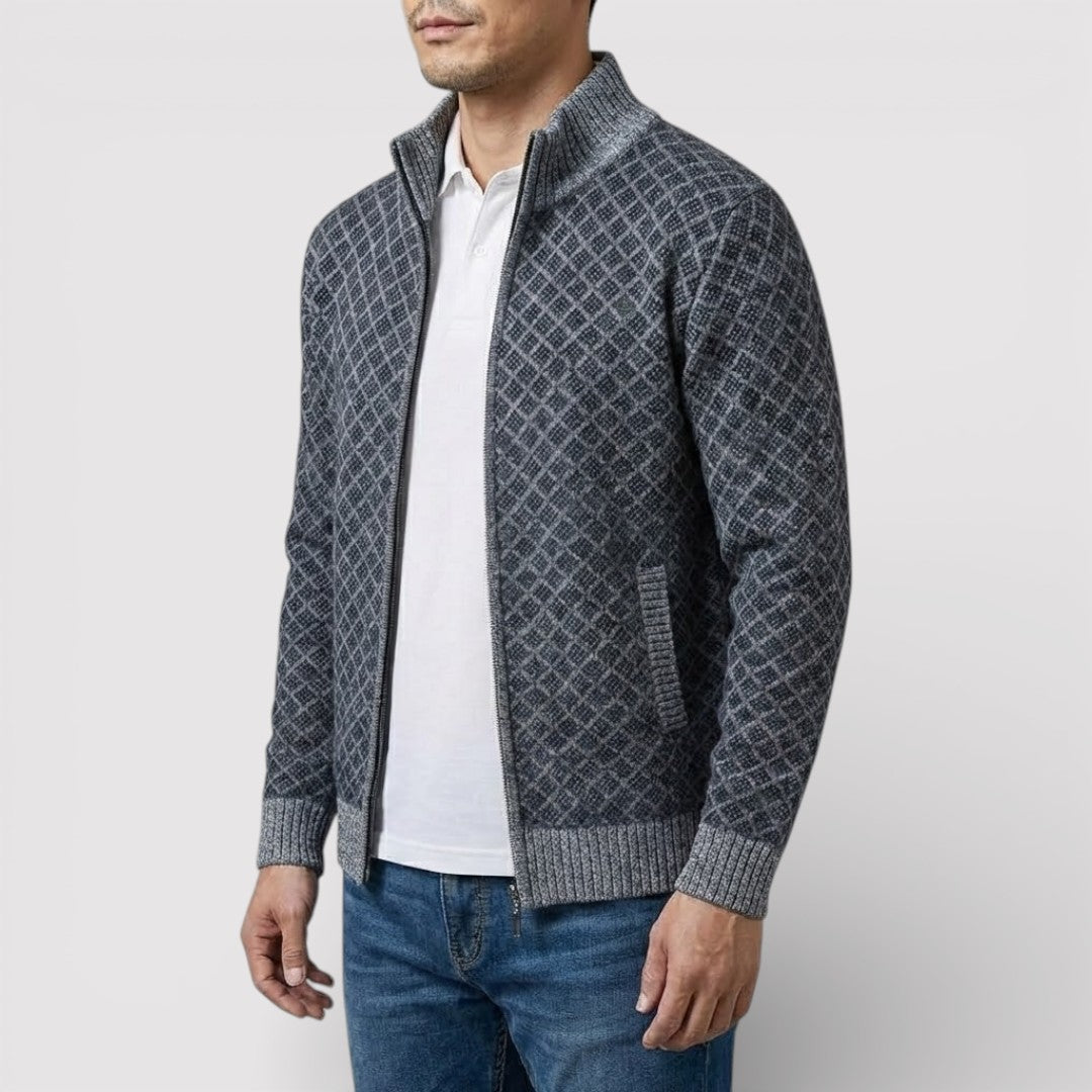 STIG All-Over Print Zip Knit Cardigan