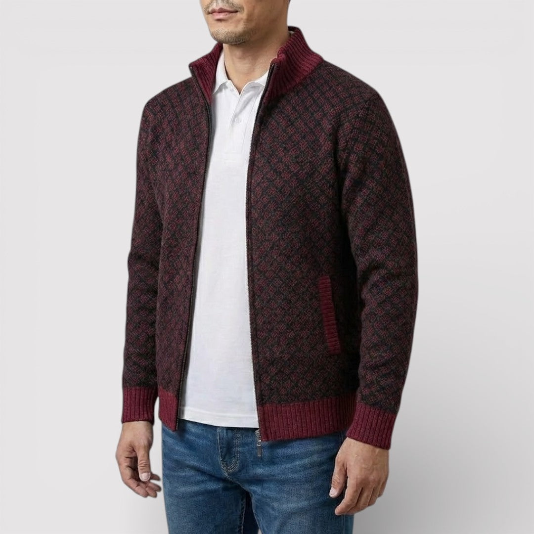STIG All-Over Print Zip Knit Cardigan