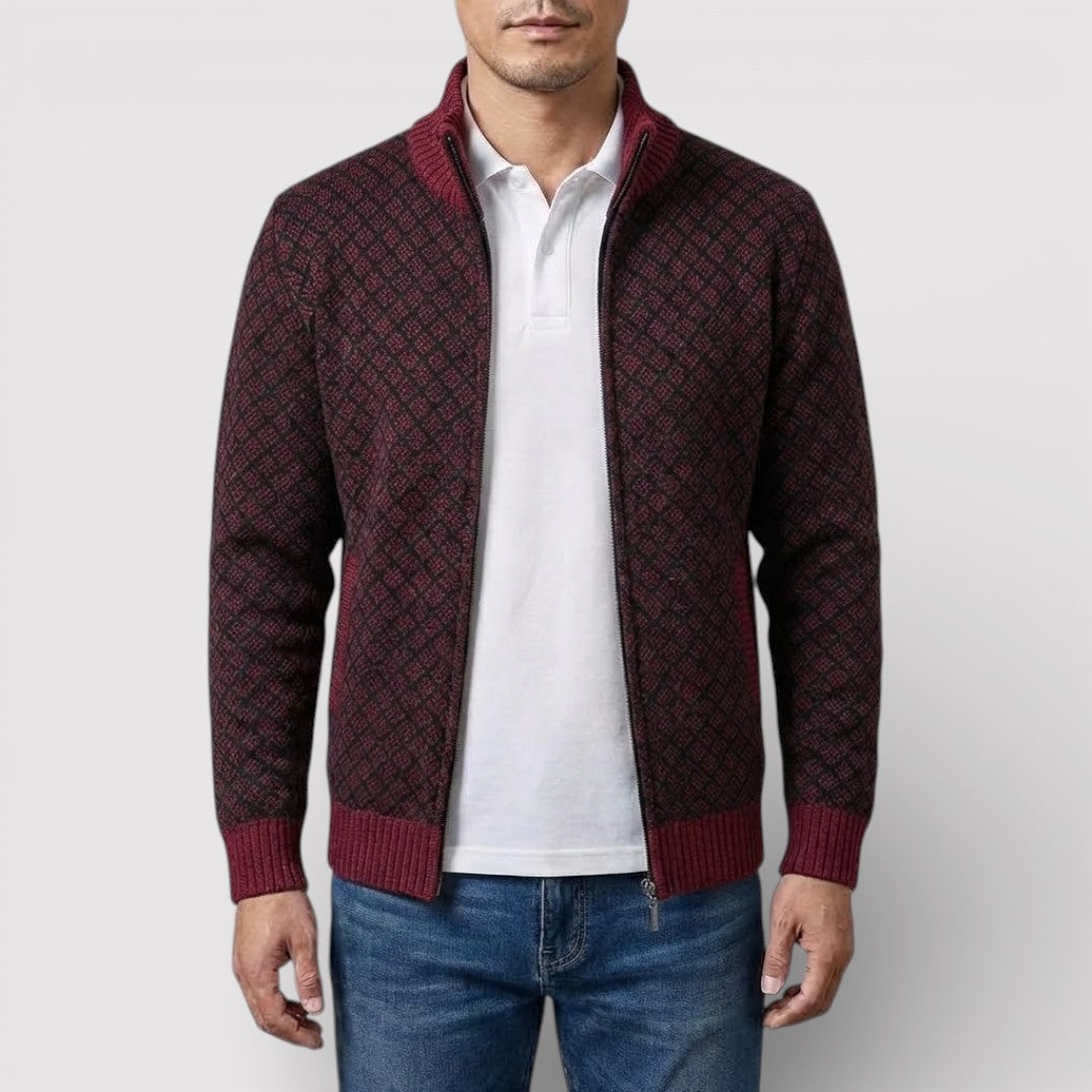 STIG All-Over Print Zip Knit Cardigan