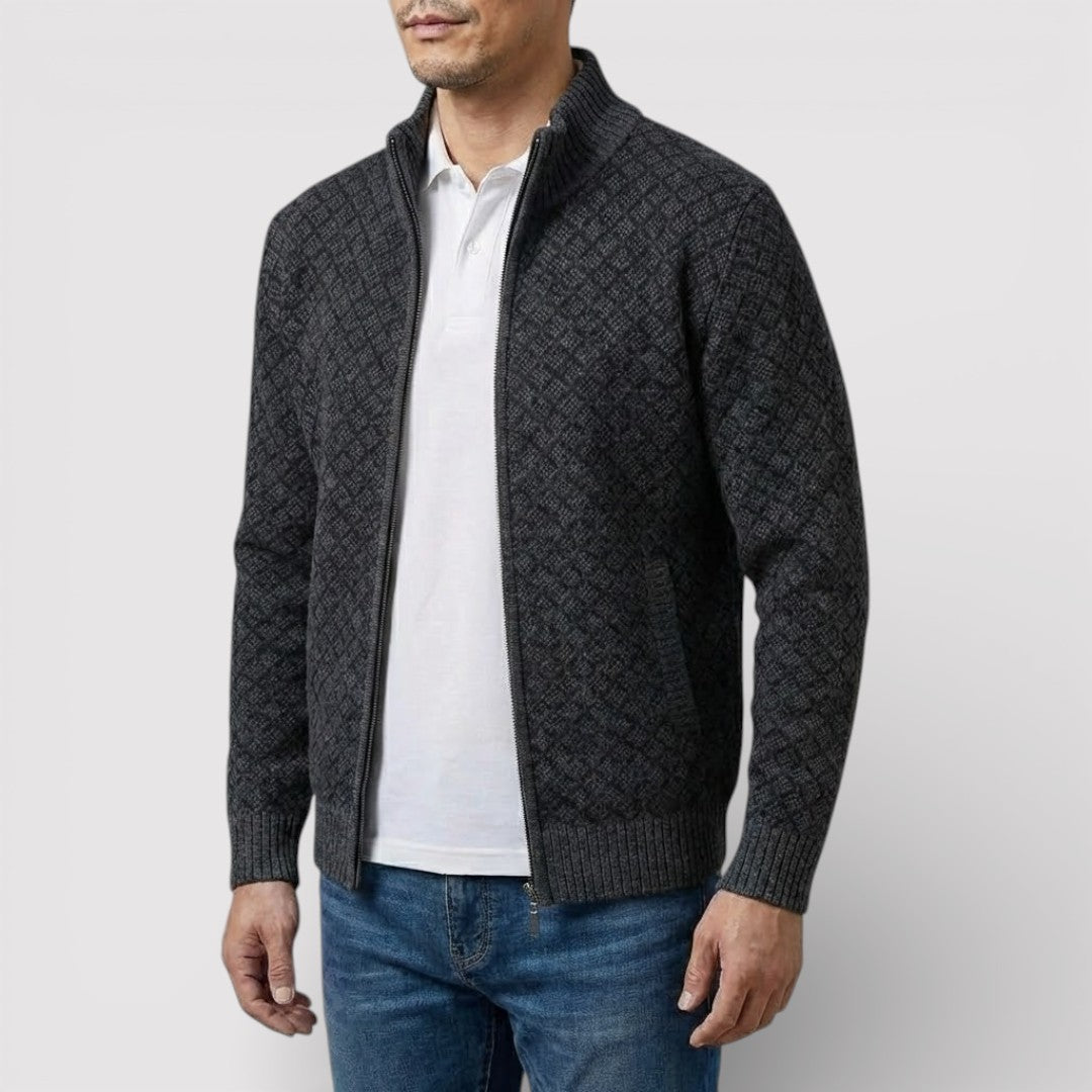 STIG All-Over Print Zip Knit Cardigan