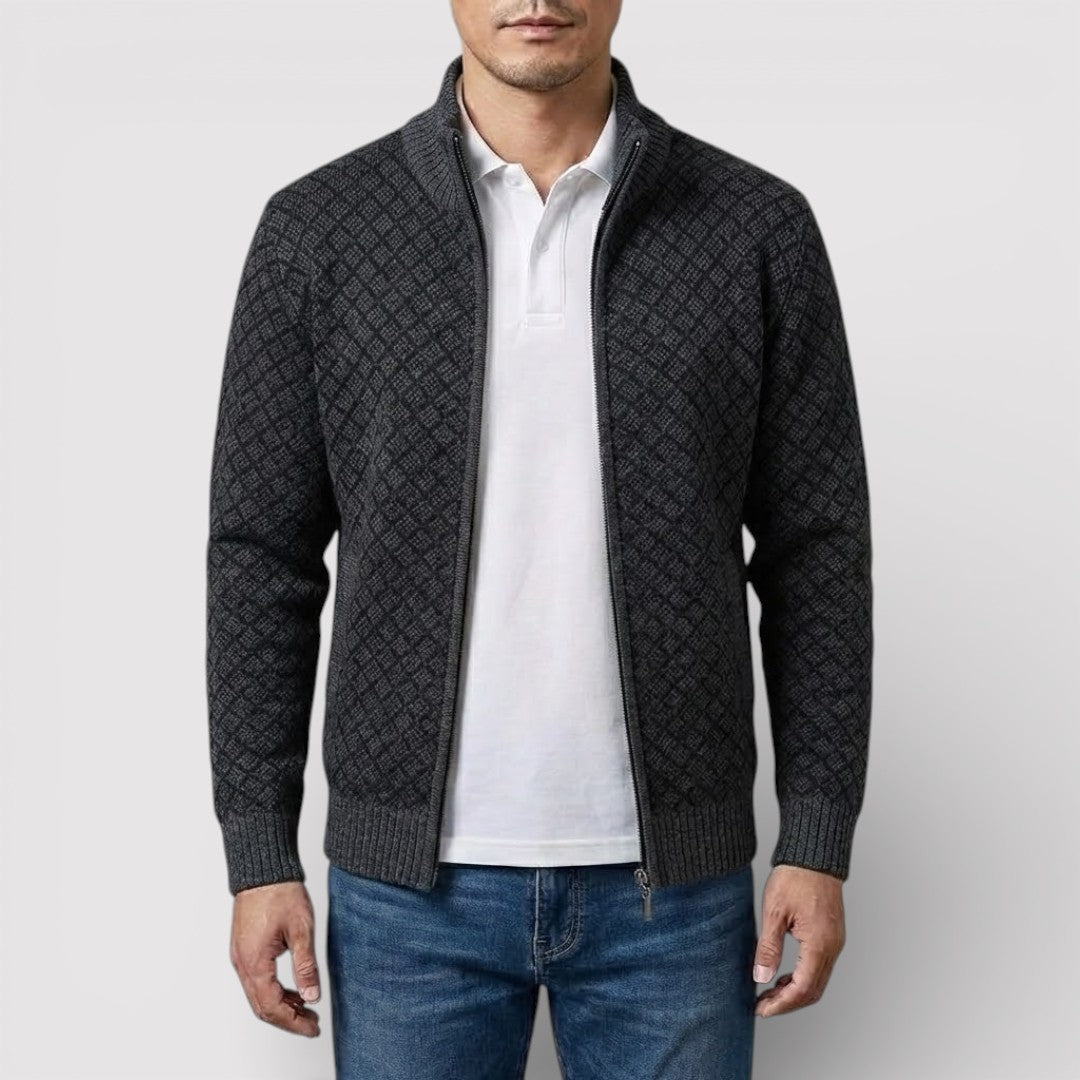 STIG All-Over Print Zip Knit Cardigan