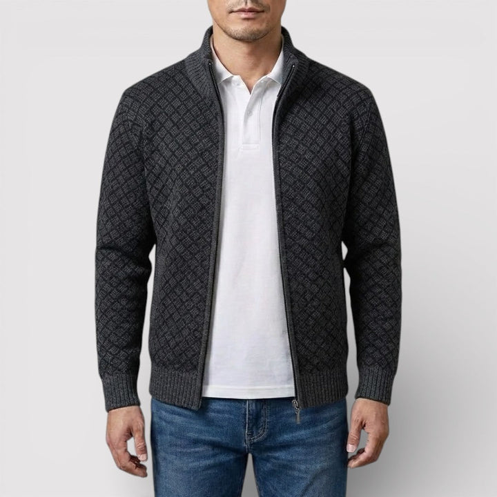 STIG All-Over Print Zip Knit Cardigan